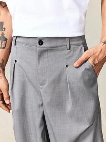 ROMWE MEN Casual Pantalones anchos de pierna ancha y ajuste holgado para hombre con bolsillos en diagonal, otoño - Multicolor - Ver 2