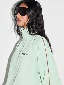 KIZN Lightweight Full Zip Track Jacket Autumn Spring Windbreaker Racing Stripe Long Sleeve Basic Outerwear Casual Everyday Streetwear Fashion Essential Layer