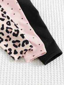 Cozy Pixies 3件套女婴情人节心形豹纹针织柔软松紧腰打底裤套装 - 粉色 - 查看 6