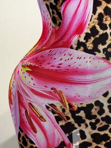 Zestiva Women's Sexy Positioning Leopard Print Backless Crossed Front Hem Skirt Cover-Up, Summer - Multicolor - View 5