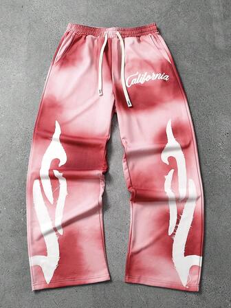 Street Life Men's Street Style Print Sweatpants, Suitable For Autumn/Winter