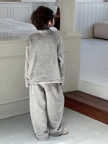 DAZY 2 件套幼儿男童长袖睡衣套装，家居服 - 灰色 - 查看 5