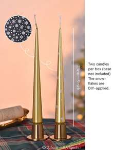 Joivida 1 Pc Christmas Candles, 25cm Snowflake Tapered Candles, Dining Table, Candlesticks, Bedrooms, Christmas Gifts, Home Decorations, Dining Table Decorations - 彩色 - 查看 6
