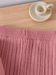 SHEIN Ruffled Heart Toddler Bell-Bottom Outfit,Cute Peach-Pink White,Autumn Matching Family Toddlers Ruffled Texture Top&Elastic Waist Pants Comfortable Set - Multicolor - View 7