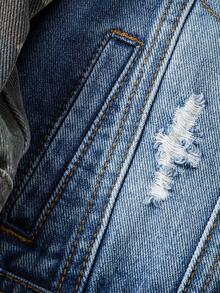 Veste et manteau en jean pour garçons, printemps/été/automne/hiver, couleur jean bleu moyen, style universitaire, mode de rue, extérieur, patchwork de poignets camouflage, coton confortable, port quotidien, école, déplacement, fête, voyage, rentrée scolaire, nouvelle collection automne