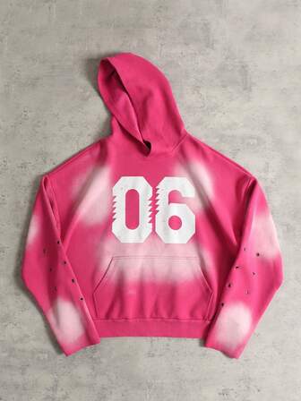 Street Life sweat-shirt à capuche ample avec imprimé numérique vintage délavé pour hommes