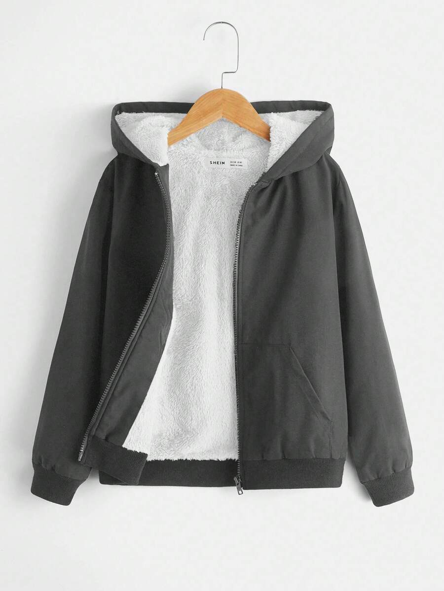 Tween Boy 休闲保暖内衬拉链连帽夹克，秋冬时尚