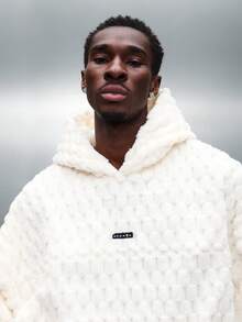 PLAYBOY X SUMWON Áo hoodie lông cừu Sherpa cỡ lớn có logo chú thỏ, áo nỉ trùm đầu mùa đông siêu mềm, ấm áp, mặc thường ngày, dạo phố - trắng - Xem 3