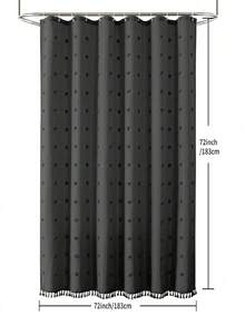 1 件黑色天鹅绒球流苏浴帘，简约 3D 镂空设计防水涤纶浴室窗帘，含挂钩家居浴室装饰秋季装饰浴室配件返校