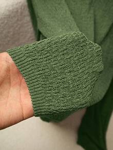 Franclia 女士休闲半透明V领开衫，混纺针织毛衣，春夏针织衫休闲穿搭，适合大学春装、秋冬女装 - 軍綠色 - 查看 6