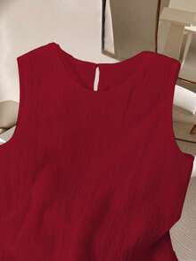 GlowEve Áo ba lỗ không tay đơn sắc tối giản dành cho nữ - Đỏ - Xem 5