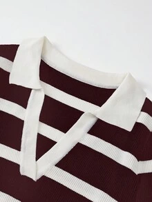 Flirla 秋冬休闲拼色V领修身针织连衣裙 - 彩色 - 查看 5