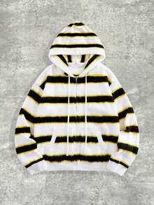 ROMWE MEN Prep Men's Striped Jacquard Cardigan, Men's Striped Knit Hoodie, Fall/Winter - White - View 1