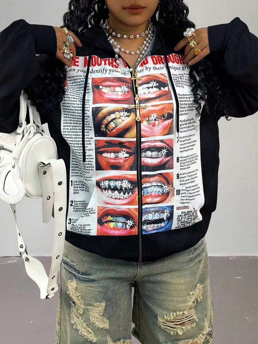 Rovax Áo khoác cardigan dài tay trễ vai có mũ trùm đầu dáng rộng cỡ lớn - màu đen - Xem 1