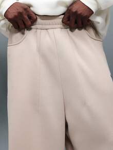 PLAYBOY X SUMWON 家居服 经典兔子标志阔腿运动裤 直筒休闲裤 带侧袋 松紧腰带 冬秋系列 - 卡其色 - 查看 8