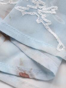 DAZY Chemisier élégant à col à volants en dentelle florale et patchwork pour femmes, Top à manches longues pour l'automne