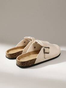 Solecia 女士时尚厚底拖鞋，圆头方扣，配套鞋子 - 米色 - 查看 3