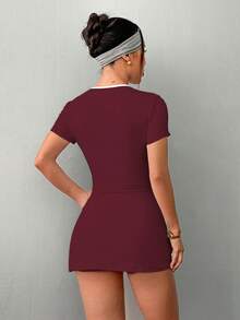 Dewbera Women's Tennis Workout Outdoor Slim Fit White Short Sleeve Sports Dress With Shorts And Phone Pocket Pickleball Dress Athletic Dress Tennis Tennis Dress Fitness Dress