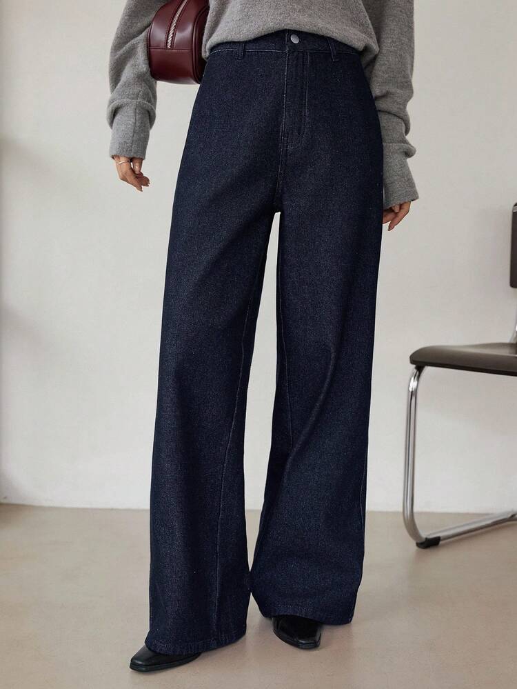 Women's Loose Casual Straight-Leg Jeans, Vintage Washed Raw Color, Suitable For Business, Commuting, Spring And Autumn