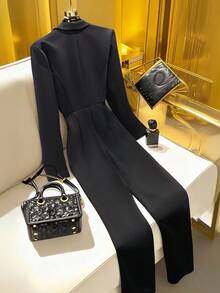 Franclia Mono de vestir elegante de manga larga con cuello de solapa para mujer