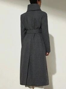 Aveloria Modichic Women's Autumn Overcoat With Detachable Scarf, Waist Design - Grey - View 6