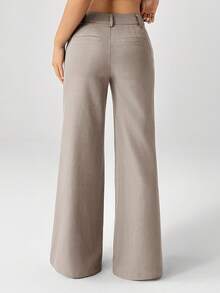 SHEIN PETITE 新款秋冬低腰休闲个性西装裤 - 淺灰色 - 查看 2