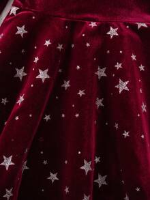 Young Girl Elegant & Cute Black Plaid Knit Long Sleeve Dress - Black - View 4