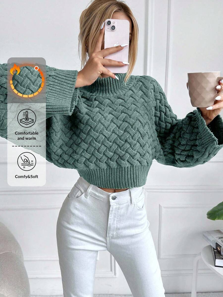 EURMUSE Women Solid Color Sweater, Fashionable For Autumn/Winter - Mint Green - View 1
