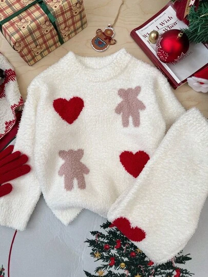 DAZY 圣诞节少女秋季服装 少女圆领毛衣+裤子家居服套装