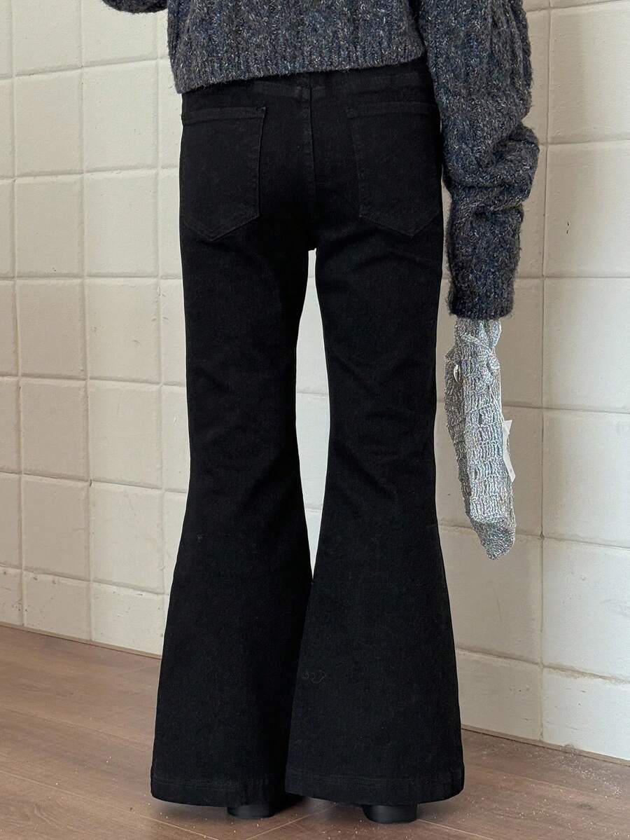 DAZY Tween Girls Flared Denim Jeans - Black - View 1