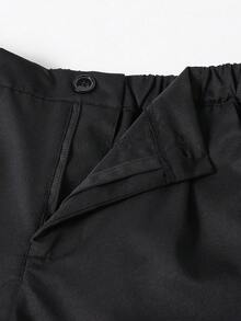 SHEIN 2 件套青少年男孩绅士装，包括修身单排扣西装外套 + 正装裤。优雅休闲的户外正装，适合生日派对、庆典、表演、主持、婚礼季节（生日、婚礼、婚礼嘉宾、花童、戒童） - 黑色 - 查看 7