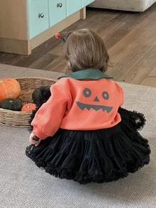 DAZY Toddler Girls' Cartoon Print Halloween Cute Korean Style Casual Long Sleeve Sweatshirt, Autumn/Winter