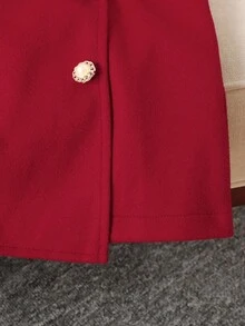 Emery Rose Kids Emery Rose Kids 少女优雅休闲通勤上学翻领纽扣短款外套及配套A字迷你裙套装，酒红色，适合圣诞节、新年及日常穿着 - 酒紅色 - 查看 5