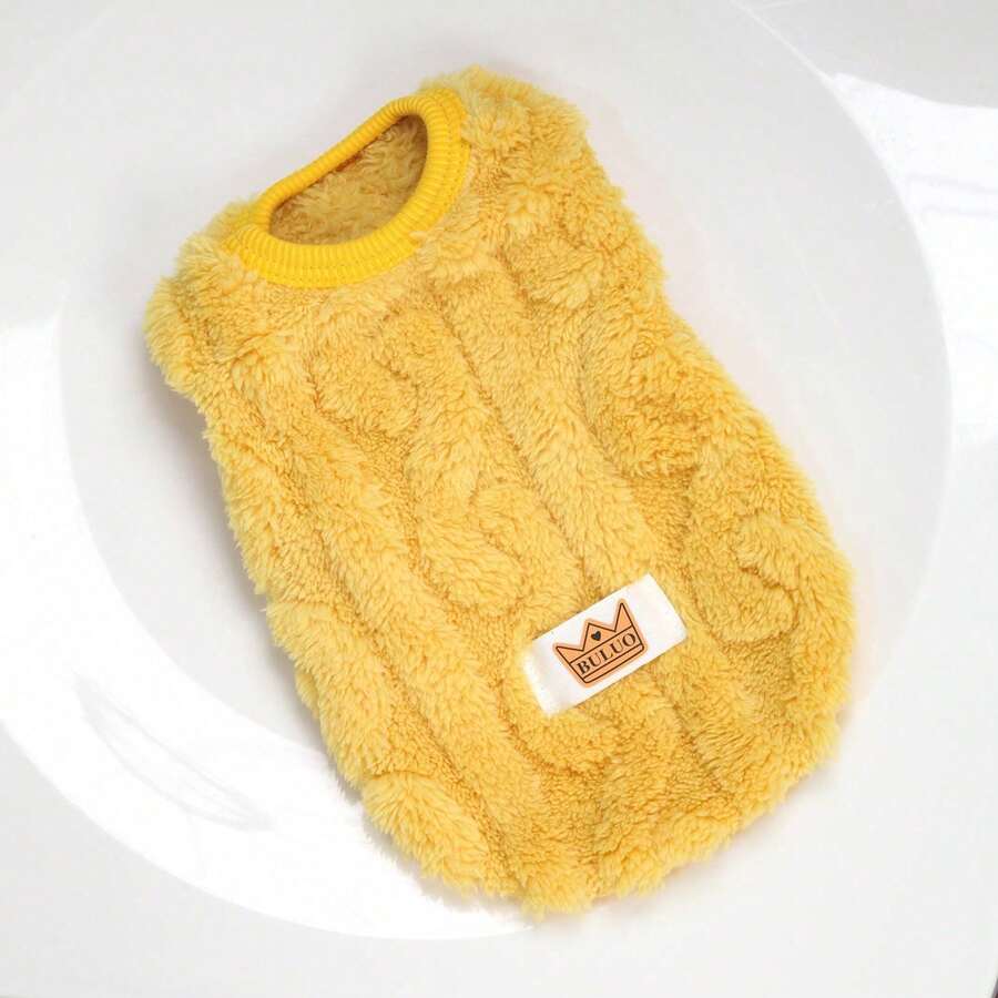 宠物服装。厚实温暖的毛绒背心，适合小型犬和猫在冬天穿着。可以在户外快乐玩耍的狗狗服装。 - 黃色 - 查看 1