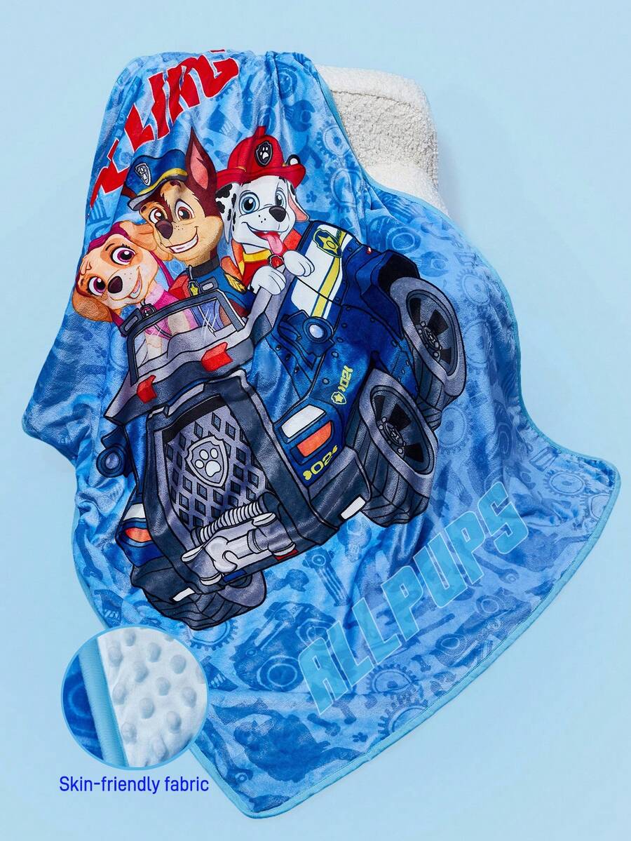 SHEIN | PAW Patrol 1pc Cartoon Pattern Blanket, Towel Quilt, Thick Double-Sided Design, Soft Plush, Suitable For All Ages, Back To School