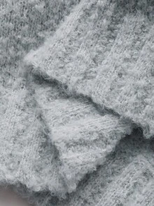 DAZY 女士宽松长款针织睡袍，简约设计，冬季睡衣，舒适保暖 - 淺灰色 - 查看 8