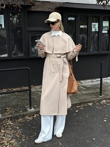 Thưa các quý cô, hãy dệt nên chiếc áo khoác gió mùa thu thanh lịch cho người đi làm - Màu Khaki - Xem 6