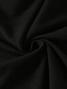 青少年女孩休闲可爱 Y2K 风格花朵镂空 T 恤和喇叭裤套装秋冬 - 黑色 - 查看 8