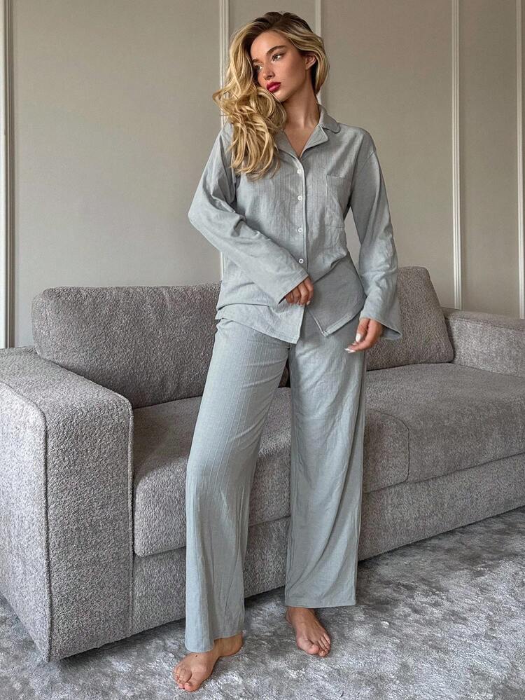 Comfortable Striped Jacquard Knit Fabric Loose Women Lounge Set, Cozy Outfit Fall Winter Clothes