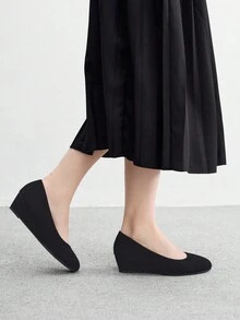 CUCCOO BIZCHIC Zapatos de plataforma con cuña para mujer, cómodos y elegantes, adecuados para banquetes, viajes, trabajo u ocasiones formales, tacones negros