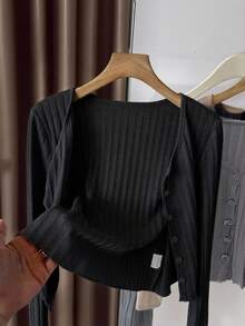 Franclia Women's Sleeveless Dress With Knit Cover Up Shawl Coverup - Black - View 3