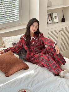 DAZY 青少年女孩休闲家居服睡衣，秋季 - 紅色 - 查看 6