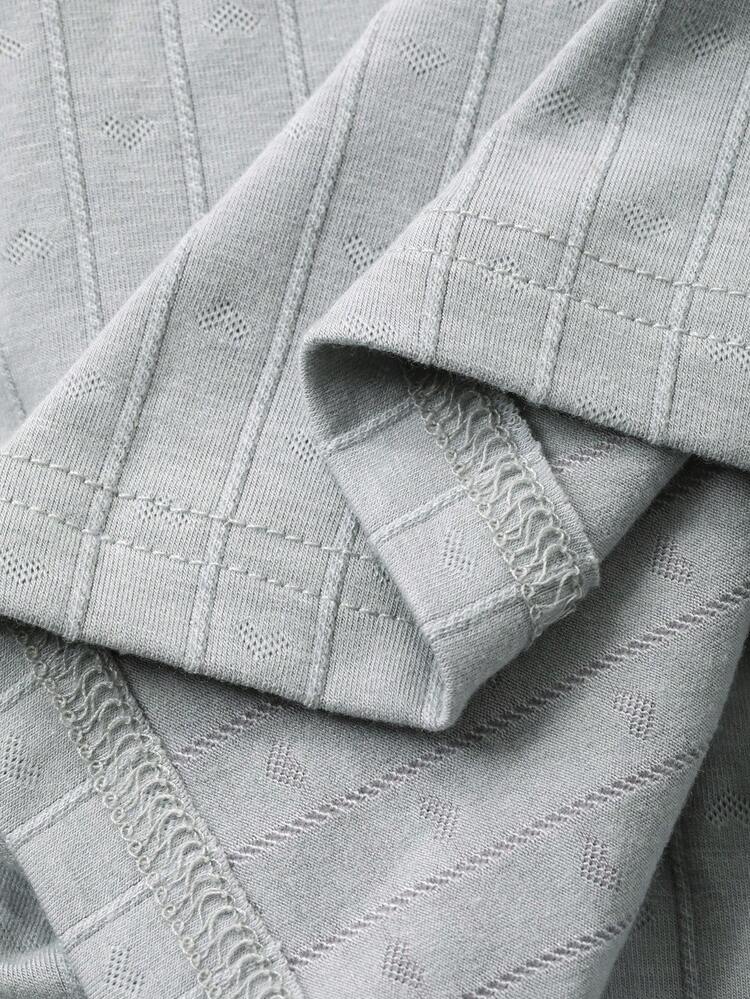 Comfortable Striped Jacquard Knit Fabric Loose Women Lounge Set, Cozy Outfit Fall Winter Clothes