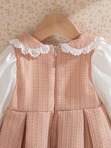 Souflis 2025 Herbst/Winter Neu Elegantes Vintage Französischer Stil Rotes Kleid mit Peter Pan Kragen, geeignet für Ausflüge, Zusammenkünfte, Partys und andere Anlässe - Rot - Übersicht 5