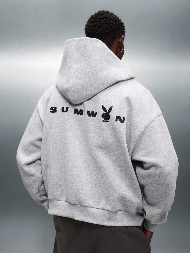 PLAYBOY X SUMWON Bluza z kapturem Boxy zapinana na zamek i z kapturem