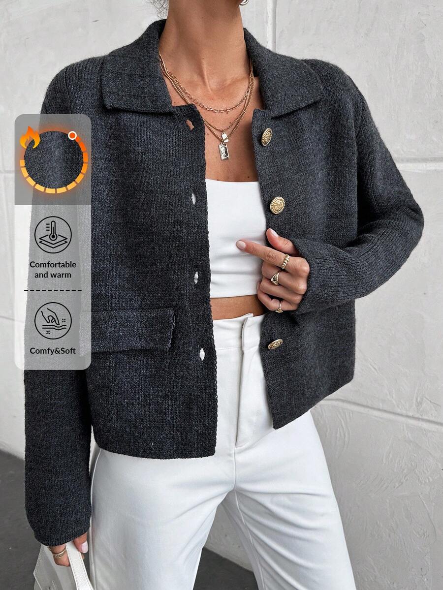 EURMUSE Knitwear Jacket Elegant - Grey - View 1