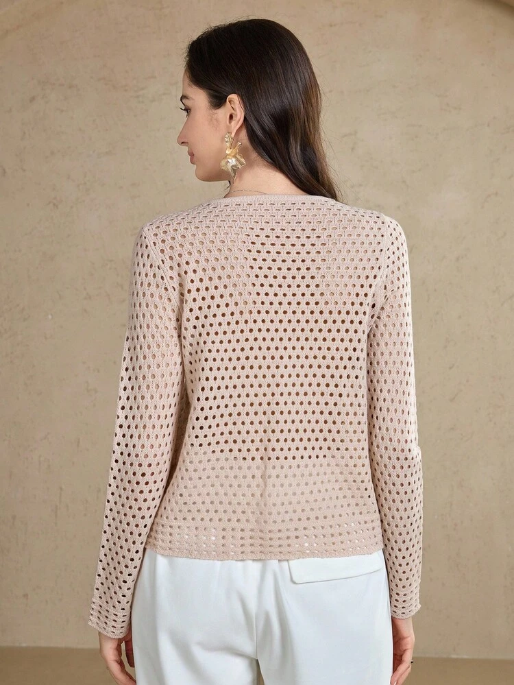 Women's Elegant 3D Flower Tie V-Neck Cardigan, Autumn Vacation