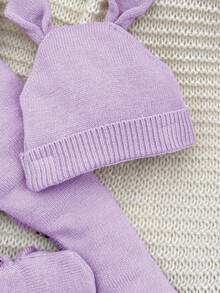 SHEIN Newborn Baby Girl Cute Cartoon Bear Romper With Hat, Autumn/Winter