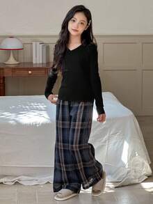 DAZY 秋季青少年女孩休闲家居服睡衣 - 黑色 - 查看 1