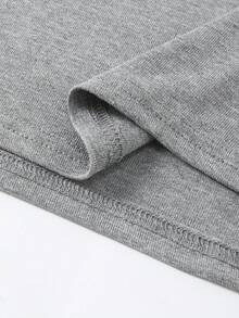 INAWLY Áo thun dài tay tối giản màu trơn dành cho nữ, thường ngày - Xám - Xem 7